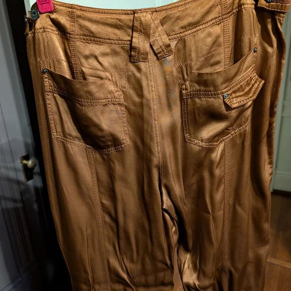 Satin Cargo Joggers in Chocolate Brown - Picture 4 of 11